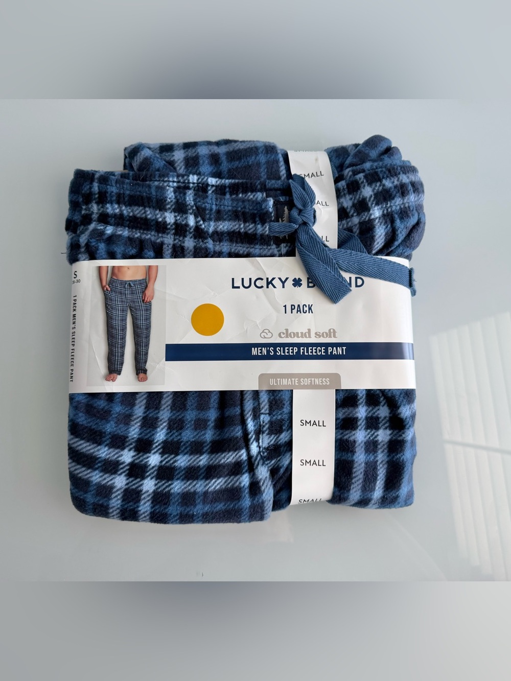 Lucky Brand Men’s Blue Plaid Sleep & Lounge Fleece Pants Size Small